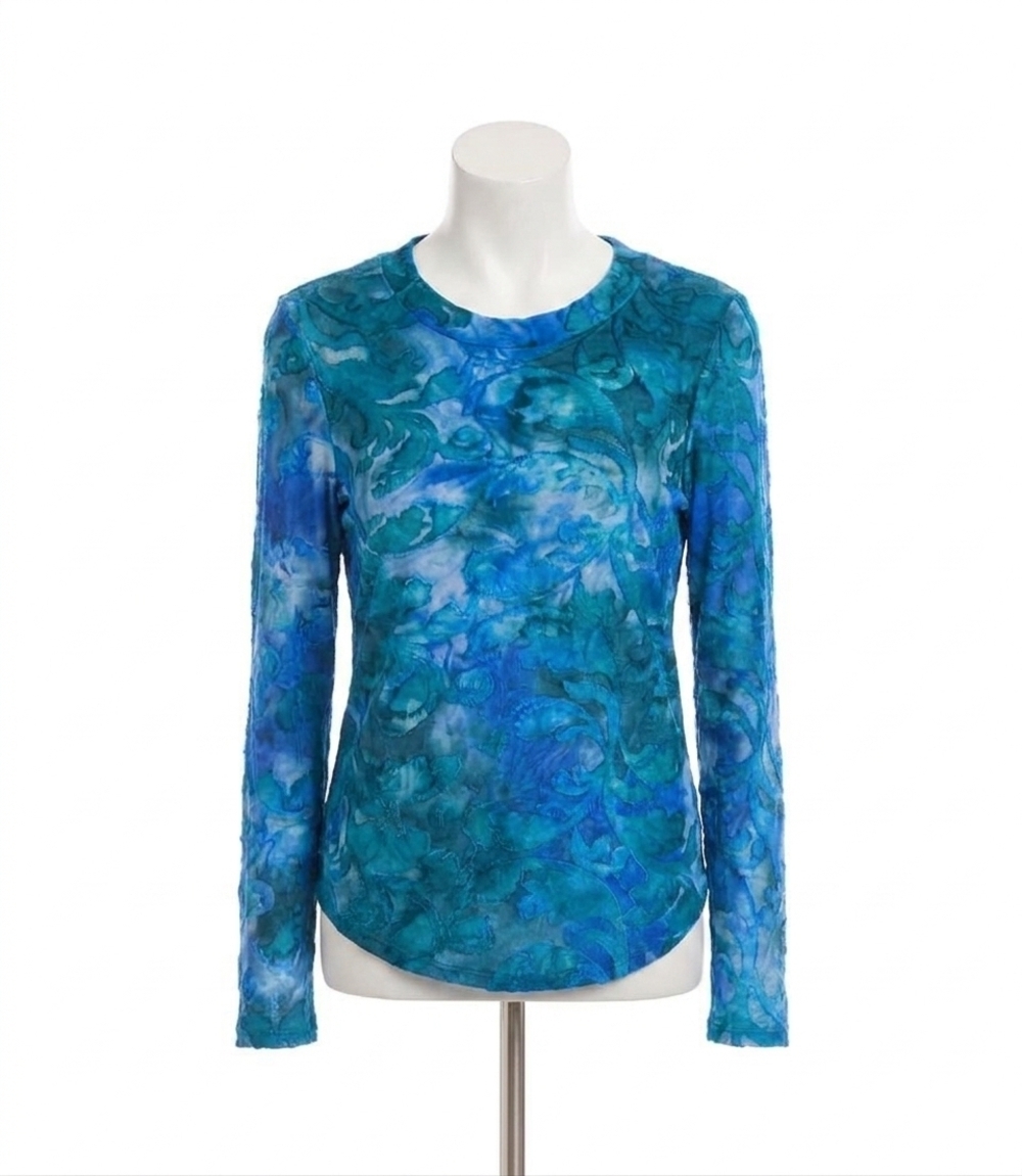 NEW KAREN KANE leni tie dye burnout top in blue multi